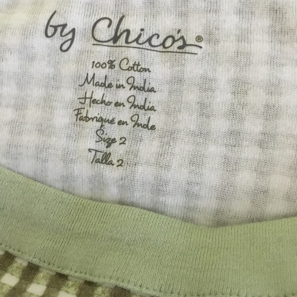 Chico's green check top size 2 - Picture 9 of 9